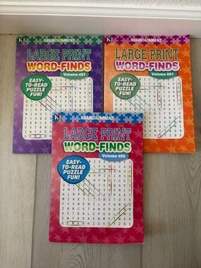 Large print word finds 3 books